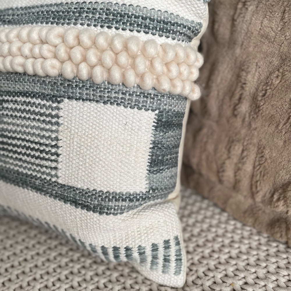 Bohemian Teal and Cream Pillow - Picture 3 of 3